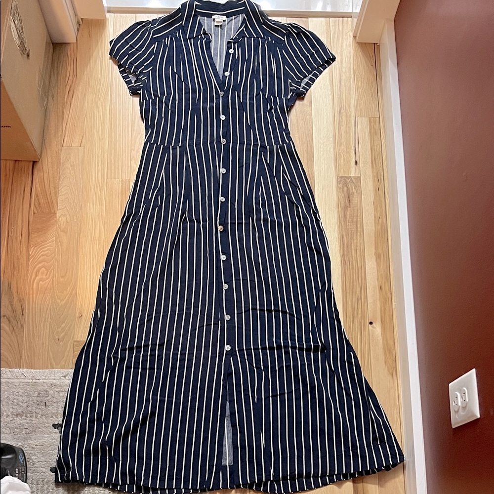 J. Crew Navy and White Striped Maxi Dress